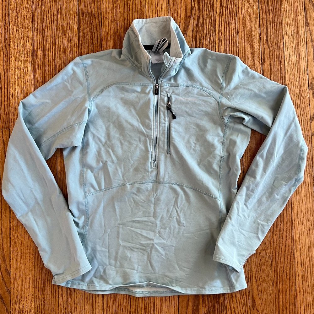 Vintage Patagonia 1/4 Zip Base Layer Polyester Pullover Size M Light Blue Womens